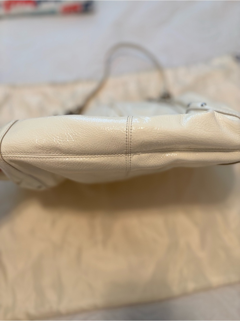 Coach White Patent Leather Shoulder Tote - Picture 7 of 9